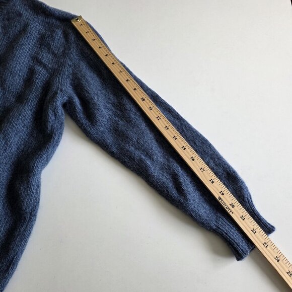 Massimo Dutti Sweater Men XL Heathered Blue LS Crewneck Wool Blend Academia FLAW - Picture 6 of 16